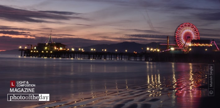Santa Monica Pier at Night, by Munish Singla