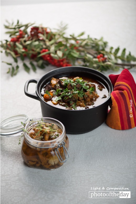 Game Stew with Pickled Mushrooms, by Ola Cedell