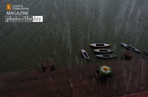 On a Rainy Day in Varanasi, by Anindya Chakraborty - Photojournalism, Documentary Photography, Varanasi, Aerial Photography, Photography Awards