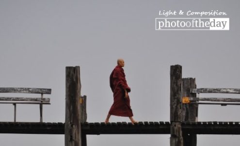 A Monk on the Bridge, by Ryszard Wierzbicki - Artistic Photography, Photo of the Day, Award Winning Photography, Photography Awards, Myanmar Photography