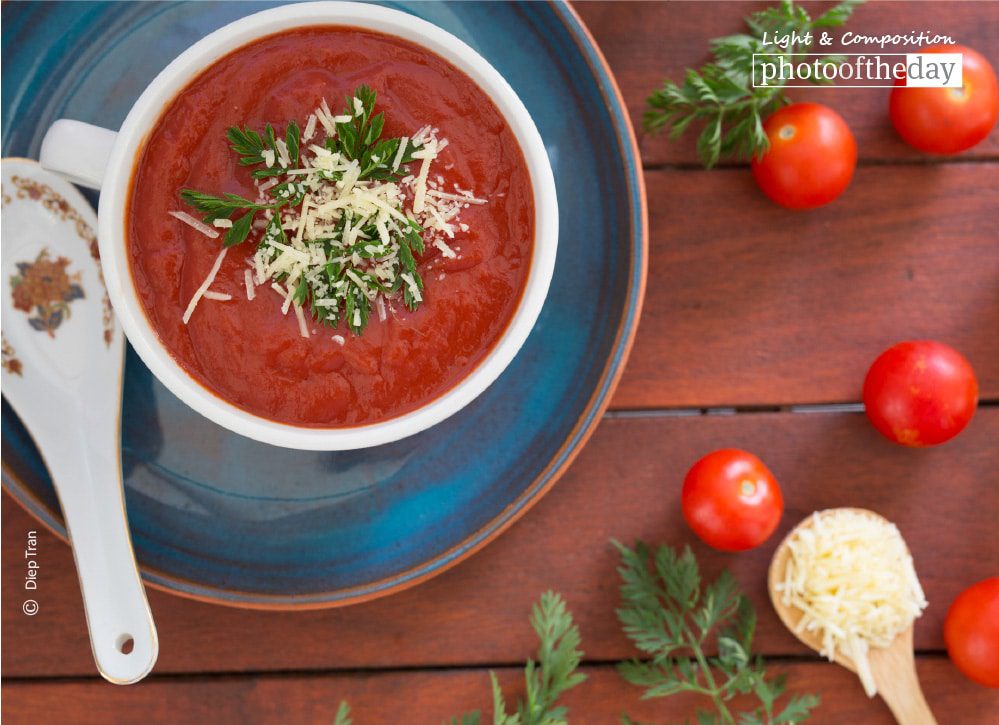 Tomato Soup with Cheese, by Diep Tran Soul Food for Winter, by Diep Tran - Food Photography, Photography Awards, Art Photography, Online Photography Courses, Photo of the Day