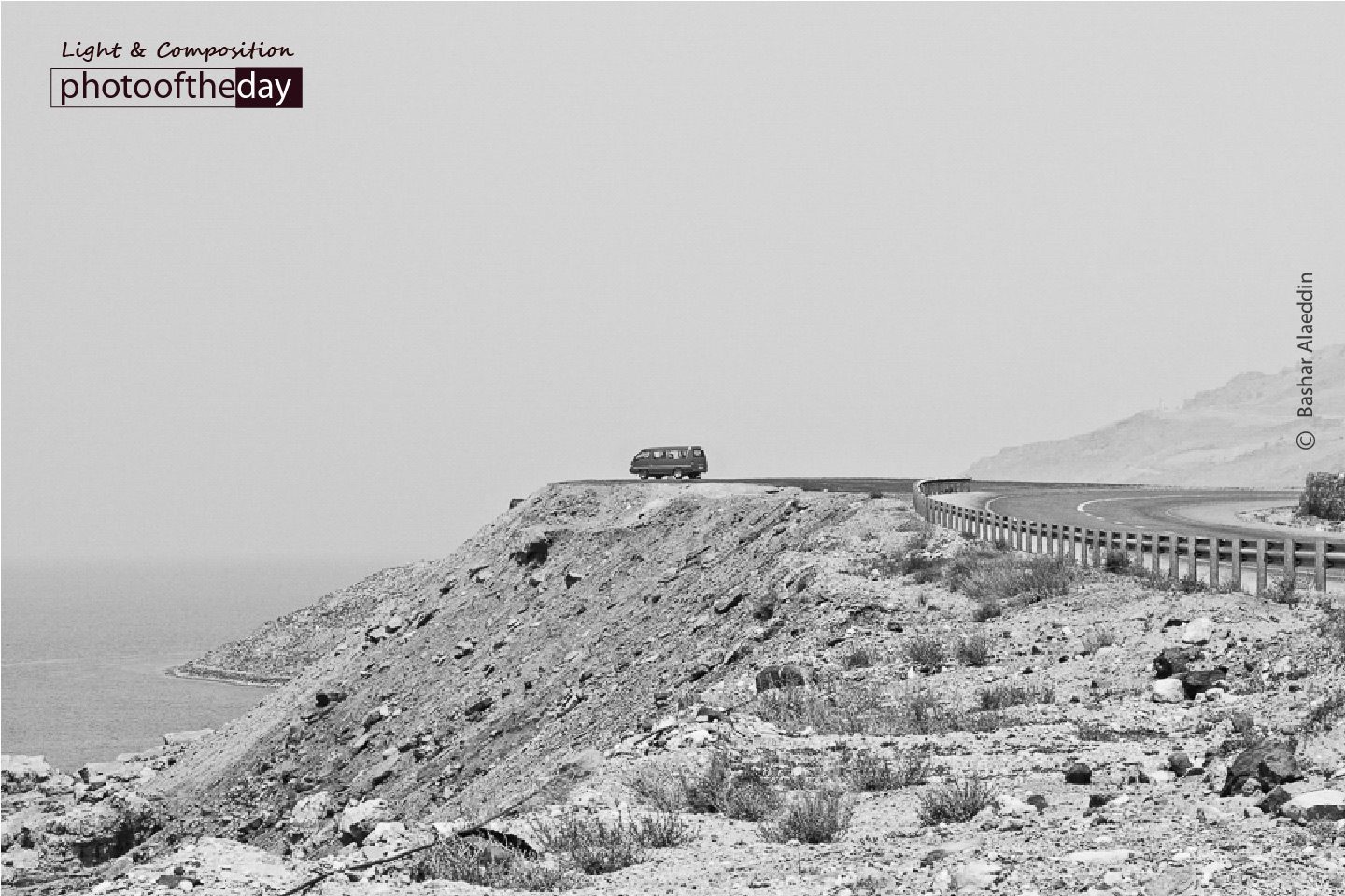 A Van by the Edge, by Bashar Alaeddin A Van by the Edge, by Bashar Alaeddin - Black and white photography, landscape photography, photo awards, photography courses, Photo of the Day