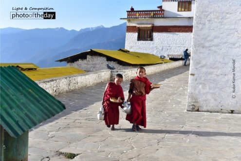 Tea Break with Little Monks, by Naba Kumar Mondal - Travel Photography, Photojournalism, Documentary Photography, Award Winning Photography,  Naba Kumar Mondal