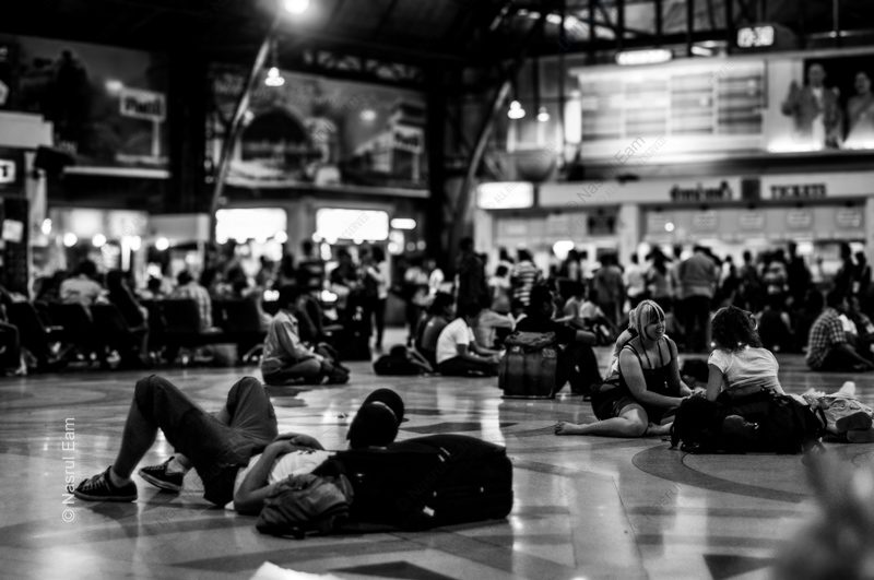 Travelers Resting on the Station Floor Travelers Resting on the Station Floor - Fine Art Photography Print, Limited Edition Photography, Black and White Photography, Human Emotion Photography, Contemporary Art Photography
