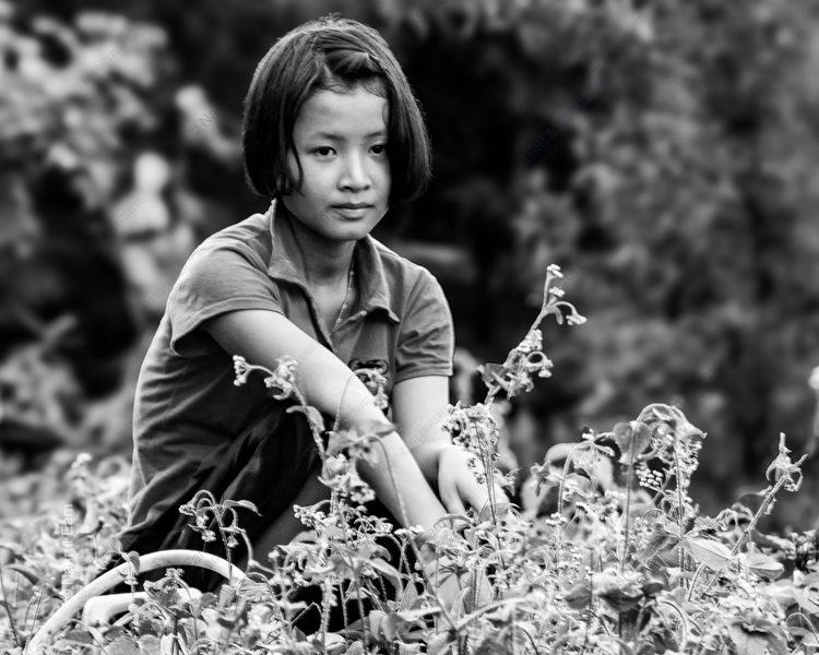 Young Girl Among the Wildflowers - Fine Art Photography Print, Limited Edition Photography, Giclée Print, Black and White Photography,  Art Photography