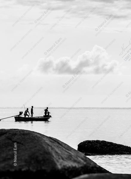 Three Fishermen on a Silver Sea - Fine Art Photography Print, Limited Edition Photography, Giclée Print, Monochrome Photography, Seascape Photography