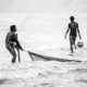 Two Fishermen in the Coastal Surf - Fine Art Photography Print, Limited Edition Print, Black and White Photography, Art Photography, Photography for Collectors