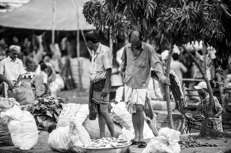 Two Vendors at the Fish Market - Fine Art Photography Print, Limited Edition Print, Black and White Photography, Documentary Photography,  Museum-Quality Print