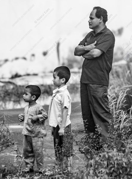 A Father and Two Sons by the Wayside - Fine Art Photography Print, Limited Edition Photography, Monochrome Photography, Family Photography,  Art Photography for Sale