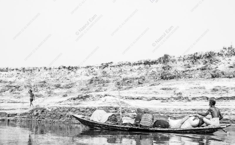 A Boat on the River, a Boy on the Shore - Fine Art Photography Print, Limited Edition Photography, Monochrome Photography,  Art Photography Print,  Museum-Quality Photography