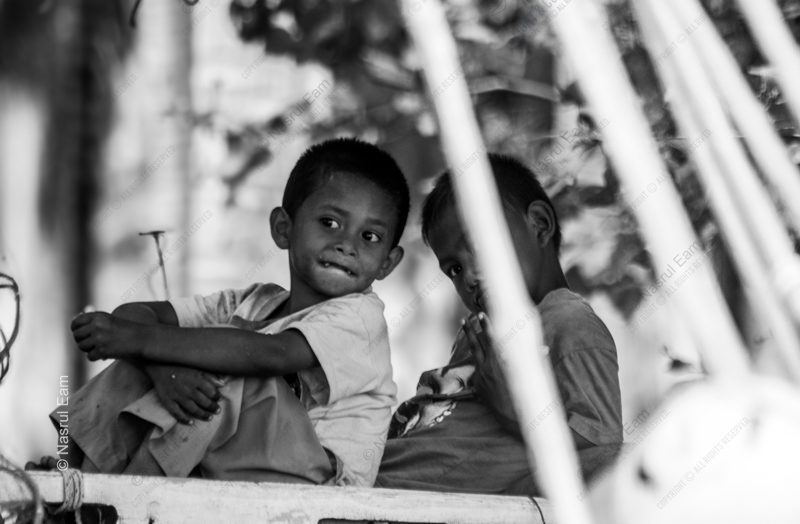Two Boys Between the White Slats - Fine Art Photography Prints, Limited Edition Photography, Giclée Print, Black and White Photography,  Art Photography for Sale