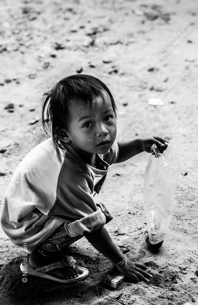 A Child Crouching in the Dust - Fine Art Photography Print, Limited Edition Photography, Black and White Portrait, Giclée Print,  Child Portrait