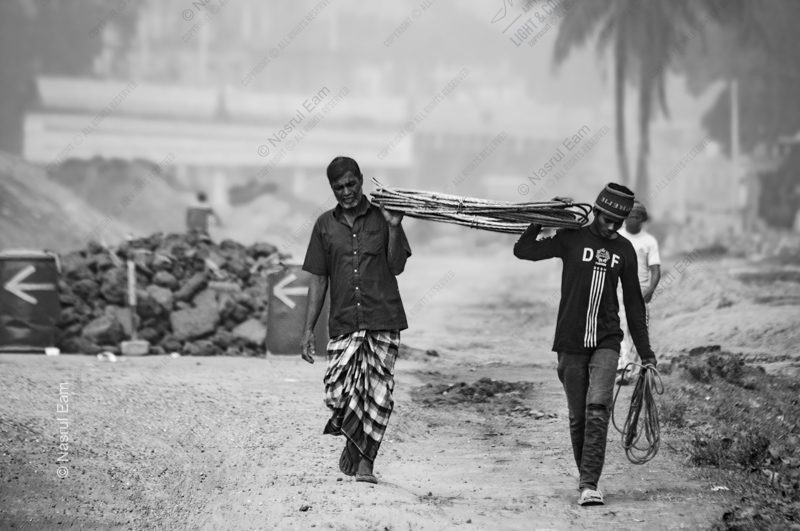 Two Laborers on a Dusty Path - Fine Art Photography Print, Limited Edition Print, Documentary Photography, Black and White Photography, Giclée Print