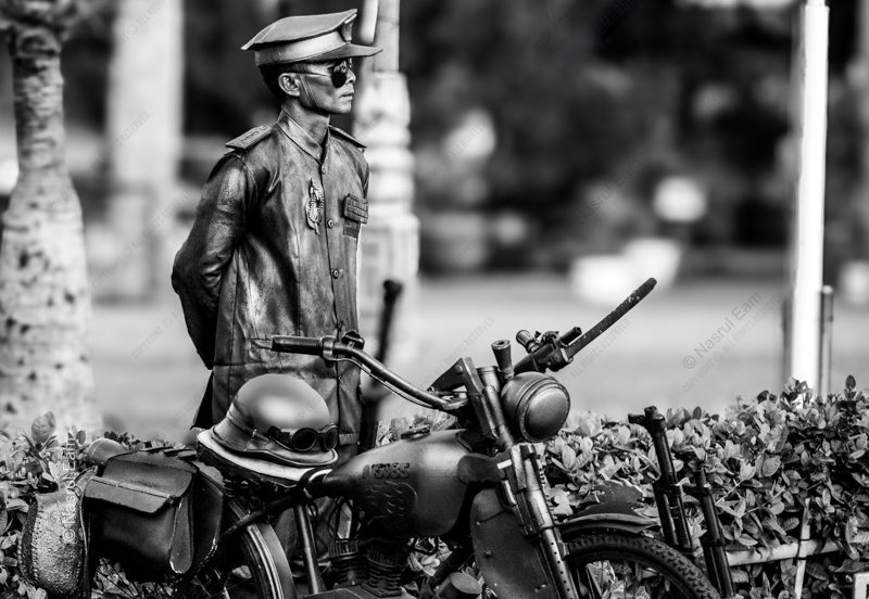 The Silver Watchman and His Motorcycle The Silver Watchman and His Motorcycle - Fine Art Photography Print, Limited Edition Photography, Giclée Print, Black and White Photography, Contemporary Art Photography
