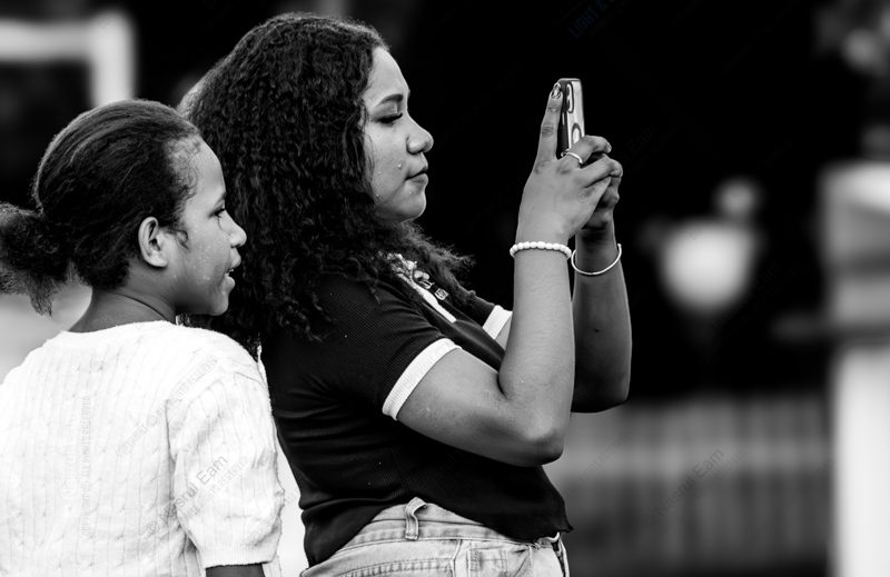 Two Girls with a Camera Phone - Fine Art Photography Print, Limited Edition Photography, Black and White Photography, Contemporary Art Photography, Photography Art Print