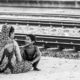Laughter Beside the Tracks - Photography storytelling, fine art prints, monochrome photography, documentary art, visual storytelling, family photography