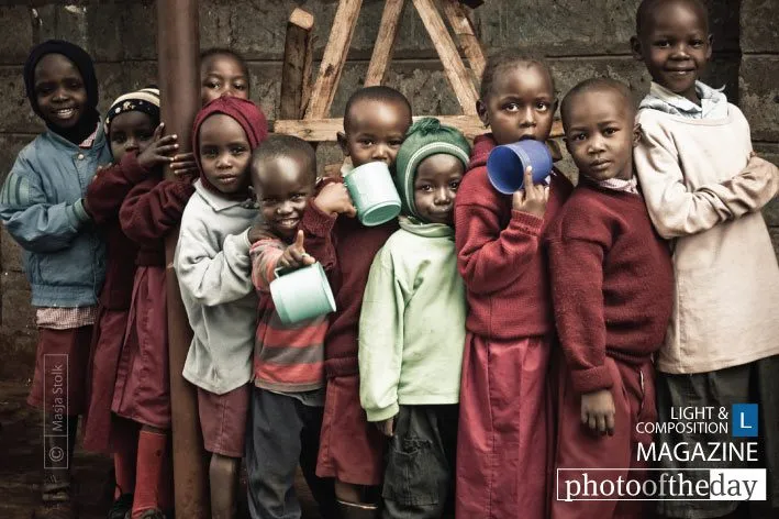 Row of Children Waiting for Porridge by Masja Stolk