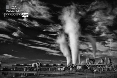 Geothermal Plant, by Mickey Strider - Geothermal Plant, Black and White Photography, Photo of the Day, Landscape Photography, Art Photography