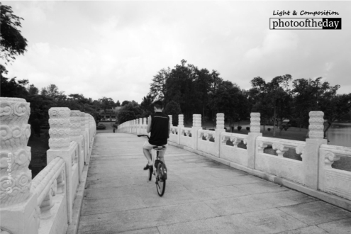 A Cyclist on the White Bridge by Siew Bee Lim