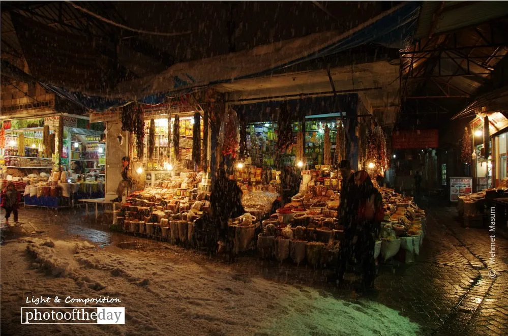 Snowing in Diyarbakir Bazaar by Mehmet Masum