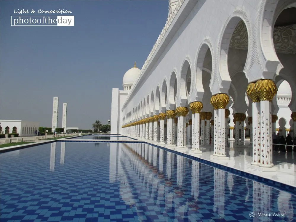 Cool Water of Sheikh Zayed Mosque, by Masrur Ashraf - Architectural Photography, Photo of the Day, Mosque Photography, Reflection Photography, Photography Awards