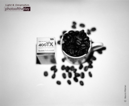 B&W Negative Coffee Beans by Morris Hilarian