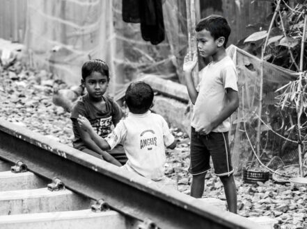 Youthful Dialogue on the Railway Edge