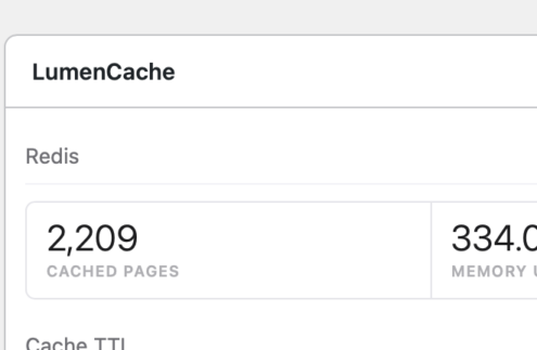 WordPress dashboard widget showing cached pages and memory used
