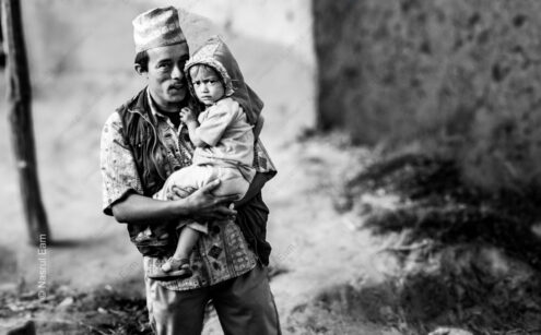 Father and Child on Mountain Path
