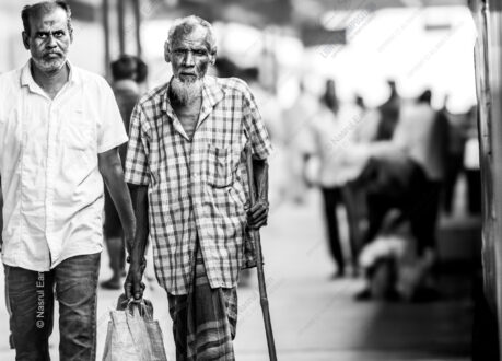 Two Figures, One Path, Blurred Horizon