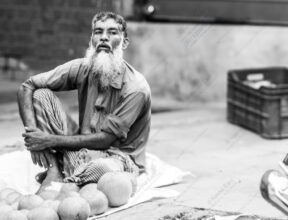 Seated Merchant, White Beard, Striped Trousers - Seated Merchant, Seated Merchant White Beard Striped Trousers, fine art photography print, monochrome portrait art, limited