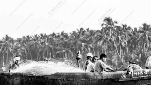 White Net Across the Wooden Hull