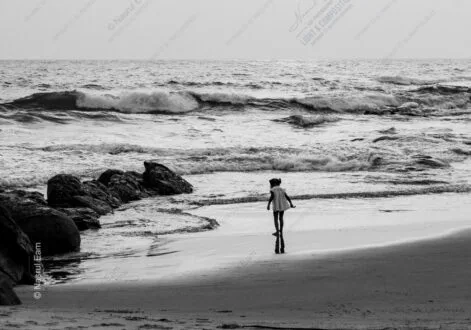 White Dress at the Wet Shoreline