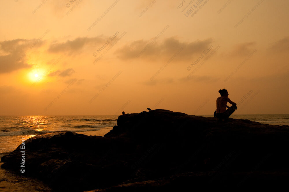 Figure on Rock, Ocean Dusk - Figure on Rock Ocean Dusk, Nasrul Eam fine art print, limited edition sunset print, fine art photography, ocean sunset photography, landscape art print