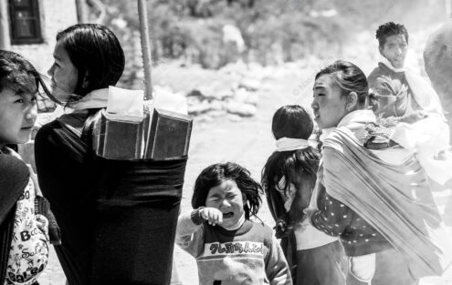 Child's Cry Amidst the Mountain Journey