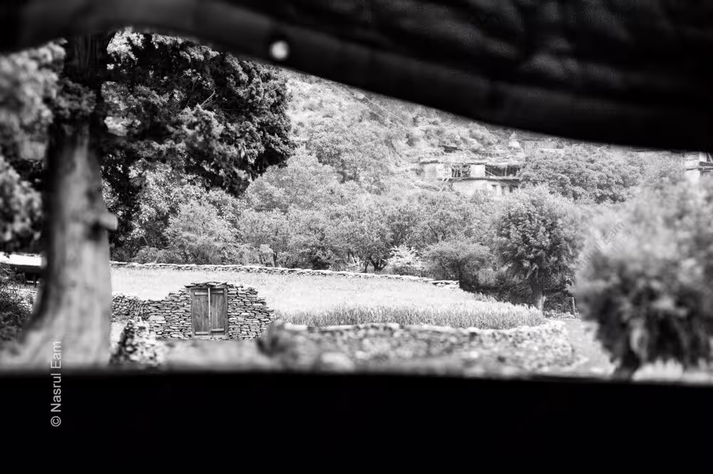 Stone Doorway to the Valley - Stone Doorway to the Valley, Nasrul Eam photography, conceptual fine art print, monochrome landscape photography, limited edition print, fine art landscape