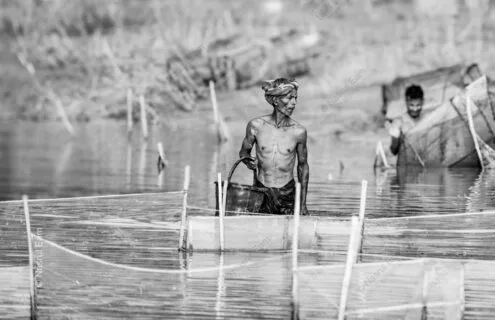 Man Navigating Water Nets