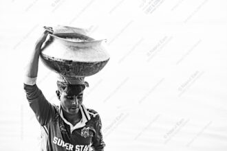 Balanced on Head - Balanced on Head, black and white photography print, Nasrul Eam art, limited edition fine art, conceptual portraiture, visual storytelling photography