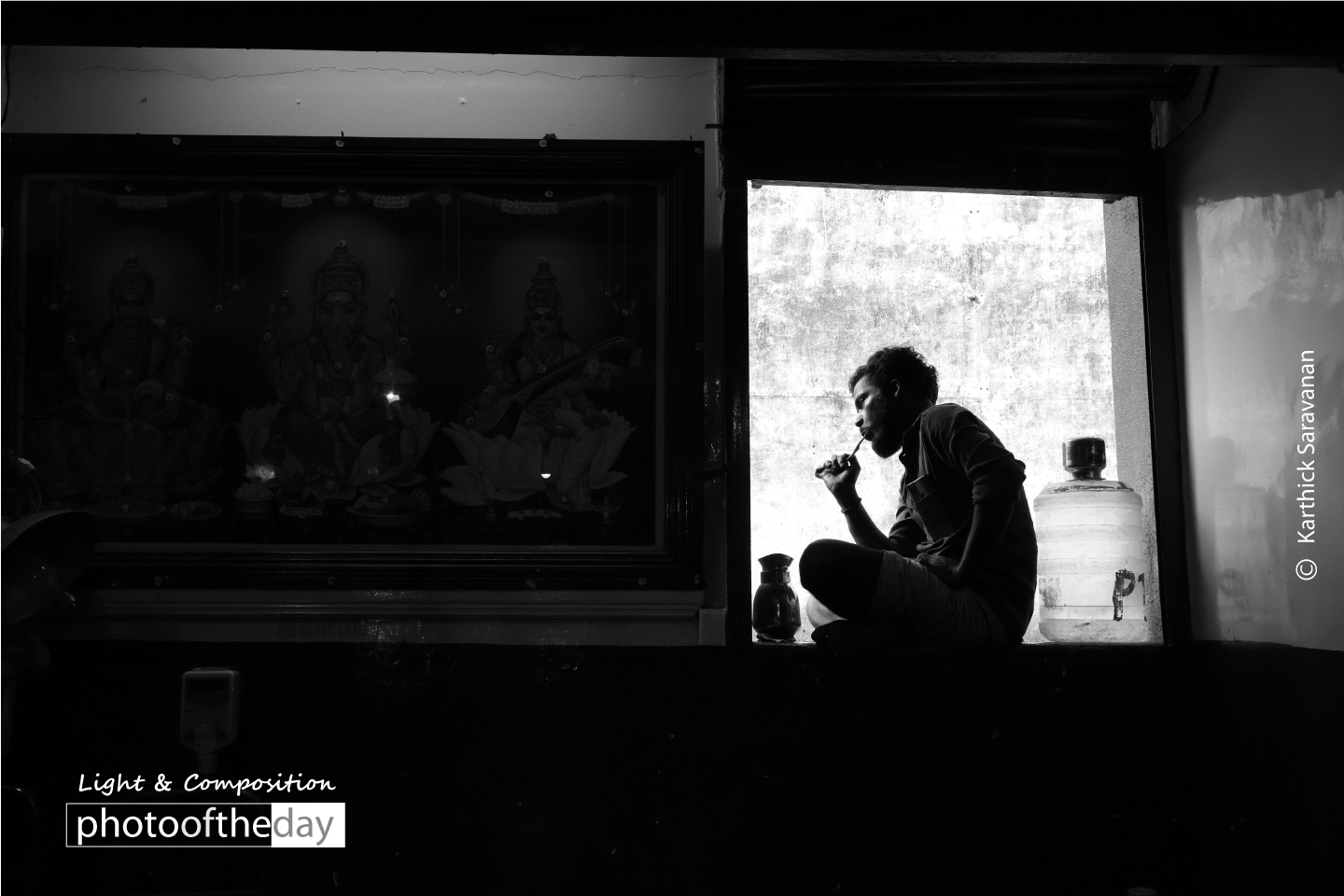 A Man with Shadows of Toothbrush by Karthick Saravanan A Man with Shadows of Toothbrush by Karthick Saravanan - Photojournalism, Black and White Photography, Art Photography, Photography Awards, Photo of the Day