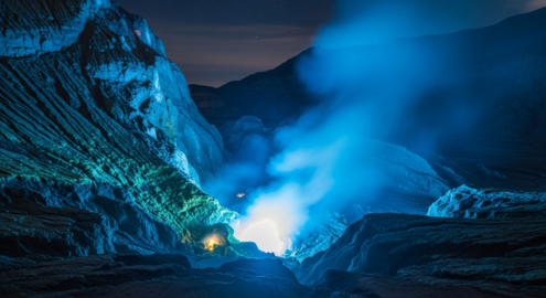 Ijen Blue Fire: The Sulphur Volcano at Night
