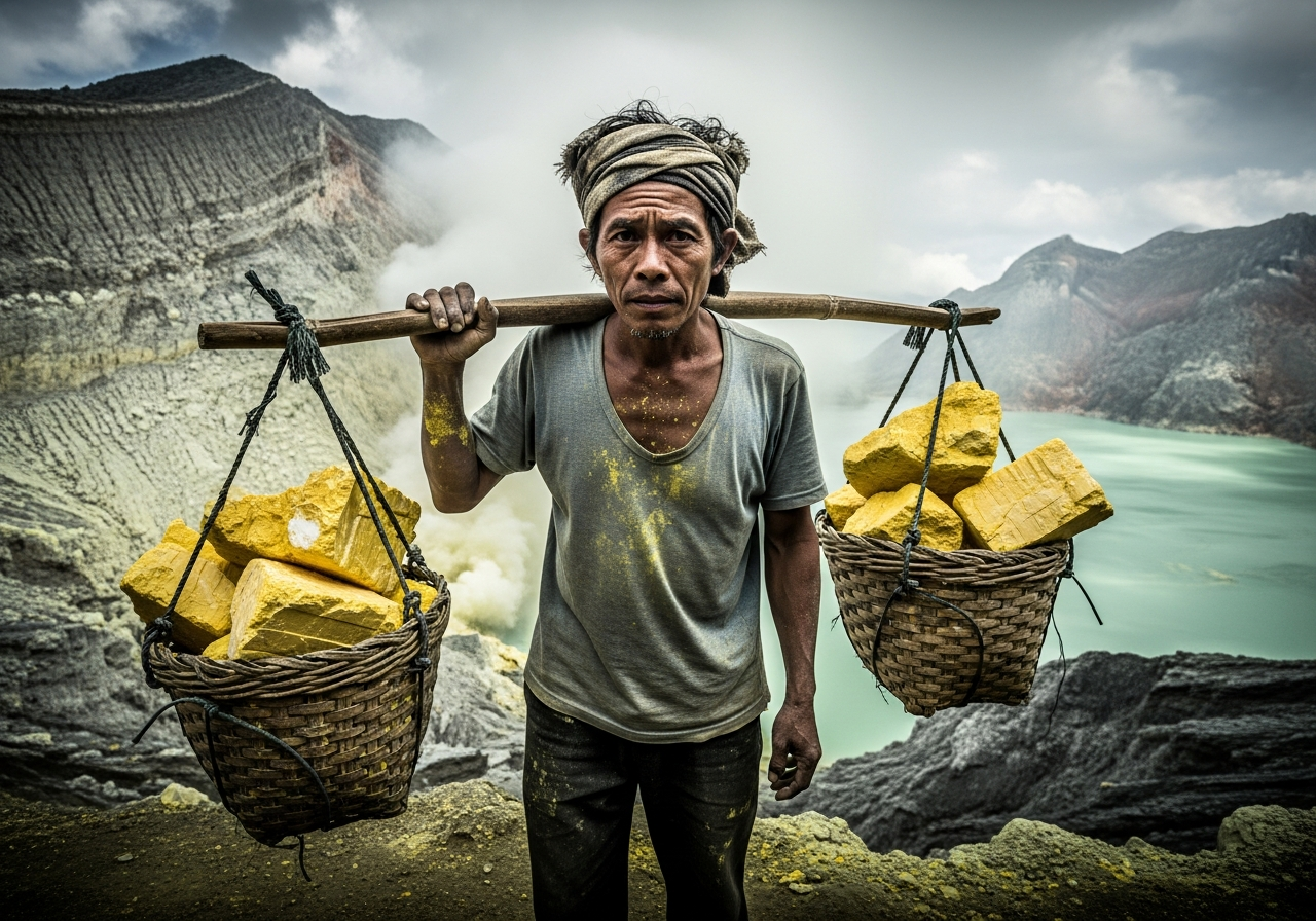 Ijen Blue Fire: The Sulphur Volcano at Night