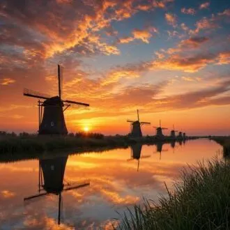 Kinderdijk: The Windmills at Dawn
