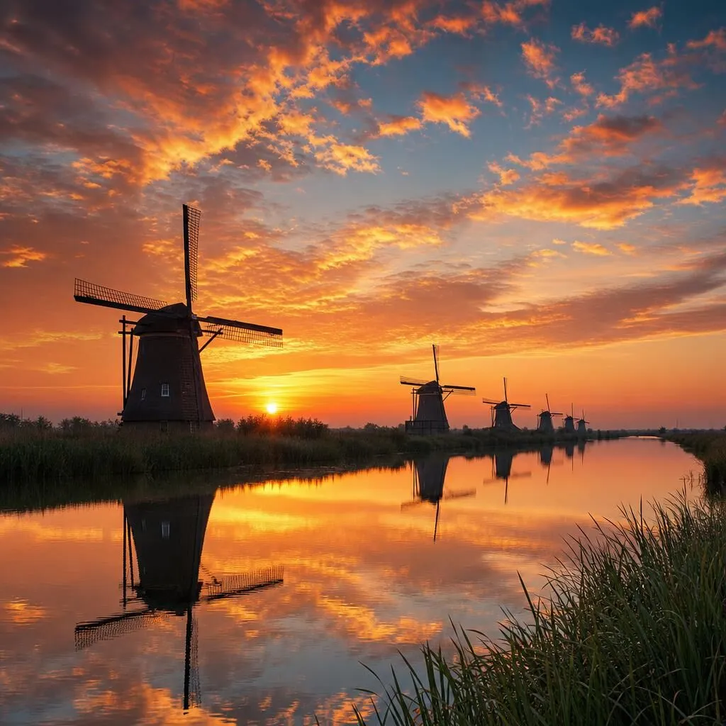 Kinderdijk: The Windmills at Dawn