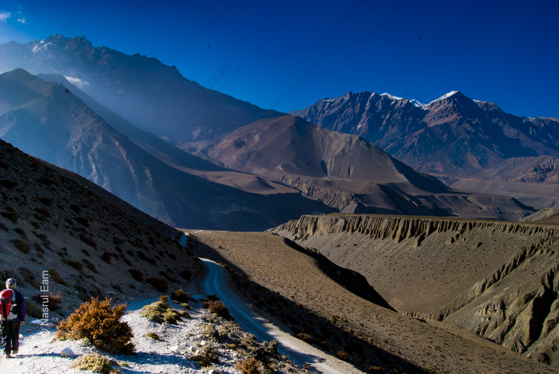 A Lone Hiker Above the Canyon Road
