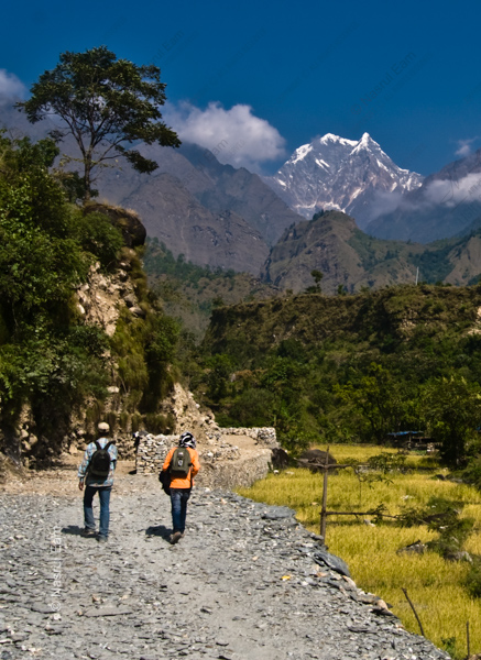 Two Travelers on a Path Below the Summit