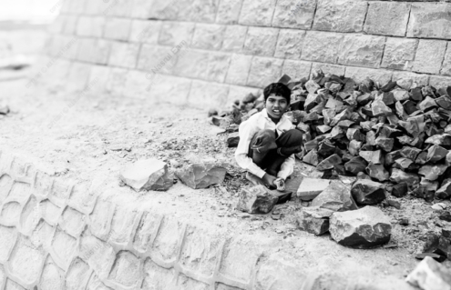 Boy Amidst the Broken Stones - Fine Art Photography Print, Limited Edition Print, Monochrome Photography, Art Photography for Sale, Collector's Photography