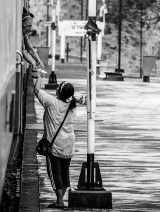 A Transaction at the Train Window - Fine Art Photography Print, Limited Edition Photography, Documentary Photography, Black and White Photography, Art Photography for Sale