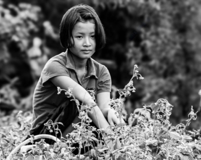 Young Girl Among the Wildflowers - Fine Art Photography Print, Limited Edition Photography, Giclée Print, Black and White Photography,  Art Photography
