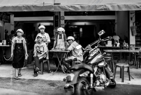 Streetside Eatery Crew - Fine Art Photography Print, Monochrome Photography, Limited Edition Print, Street Photography,  Art Photography