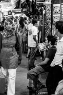 A Woman's Passage Through the Night Market - Fine Art Photography Prints, Limited Edition Photography, Museum-Quality Photography,  Art Photography Prints, Black and White Photography
